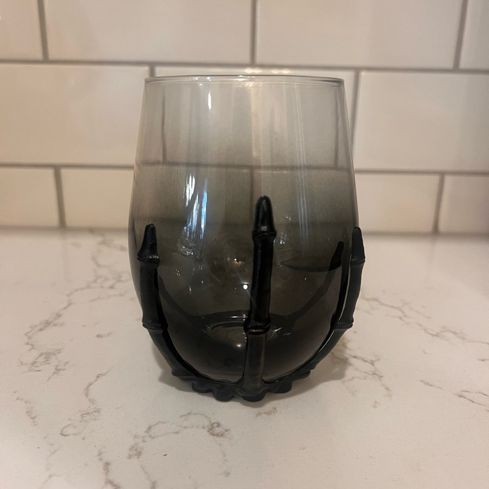Black Skeleton wine glass